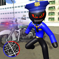 Flying police panther stickman rope hero