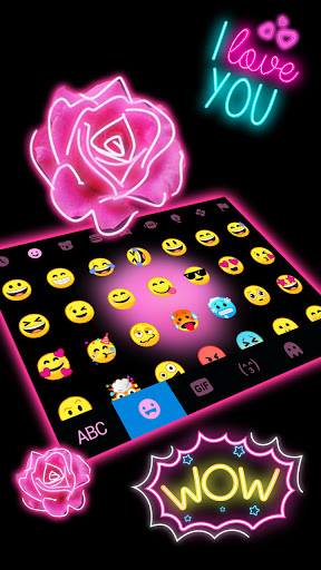 Neon Pink Rose Keyboard Backgr Screen 3