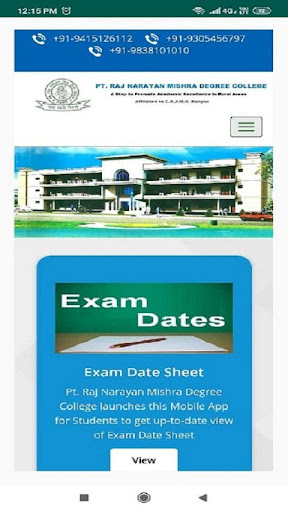 Android application Pt. Raj Narayan Mishra Degree screenshort