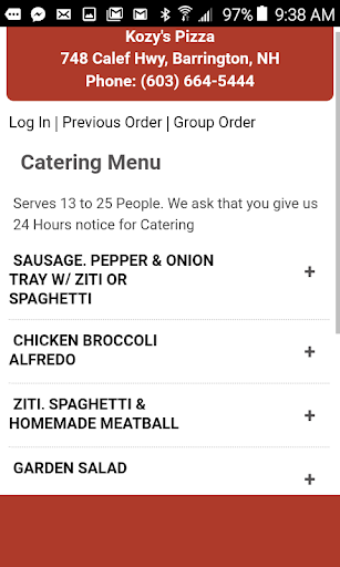 Kozys Pizza Screen 3