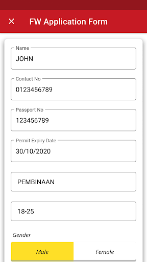FW Registration Screen 2