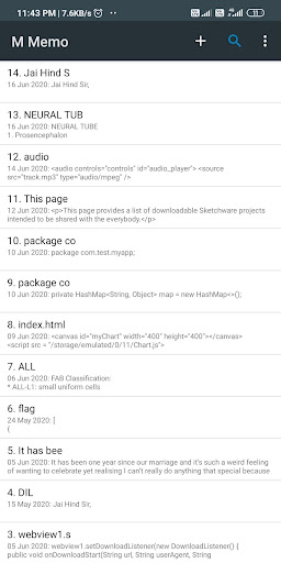 Android application M Memo screenshort