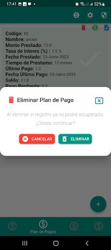 Android application Plan de Pagos screenshort