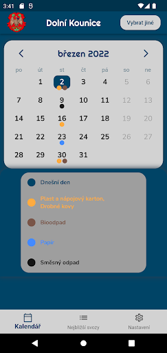 Android application Svoz odpadu screenshort
