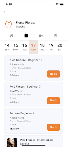 Android application Fierce Fitness screenshort