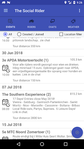 Android application The Social Rider (group motorc screenshort