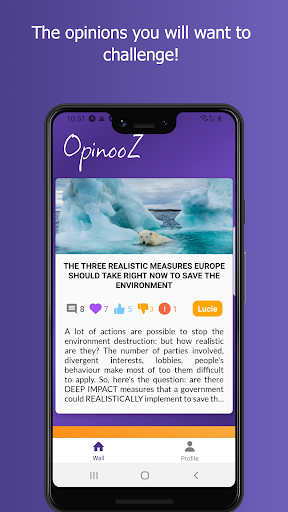 Android application Opinooz screenshort