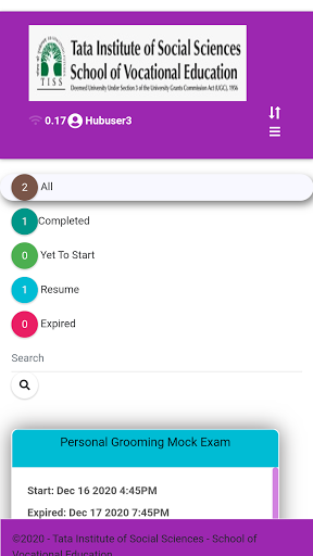 TISS SVE EXAM APP Screen 2
