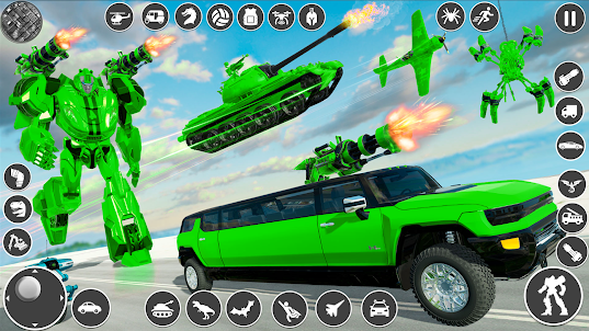 Flying Limo Car Robot Games