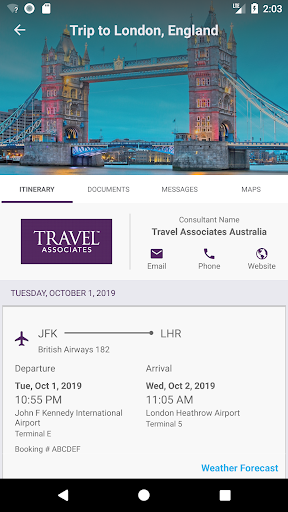 Travel Associates Screen 2