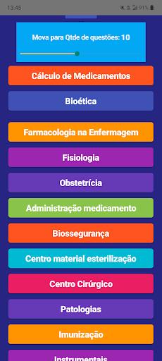 Android application Quiz Enfermagem screenshort