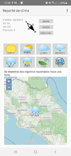 Android application Clima en Costa Rica screenshort