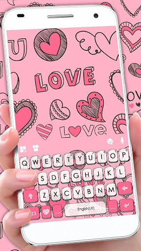 Android application Doodle Pink Love Theme screenshort