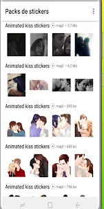Animated kiss stickers