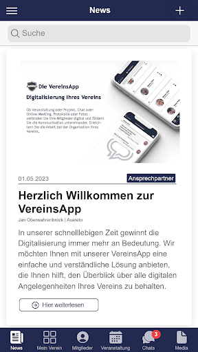 Android application VereinsApp screenshort