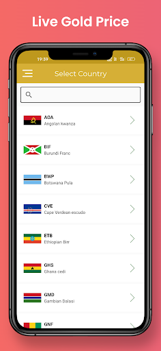 Android application Live Gold Rate screenshort