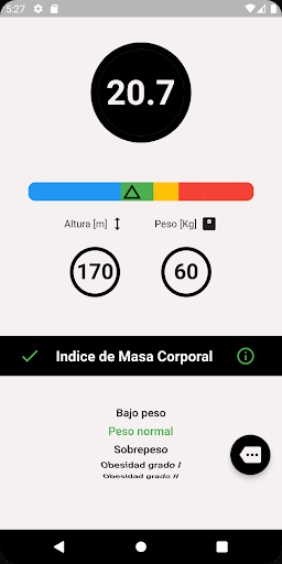 Android application IMC Calculadora screenshort