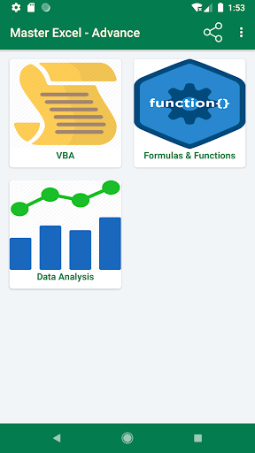 Android application Master Excel - Advance screenshort