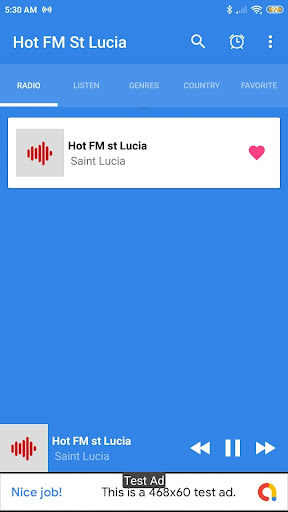 Android application hot fm st lucia screenshort