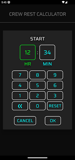 Crew Rest Calculator Screen 2
