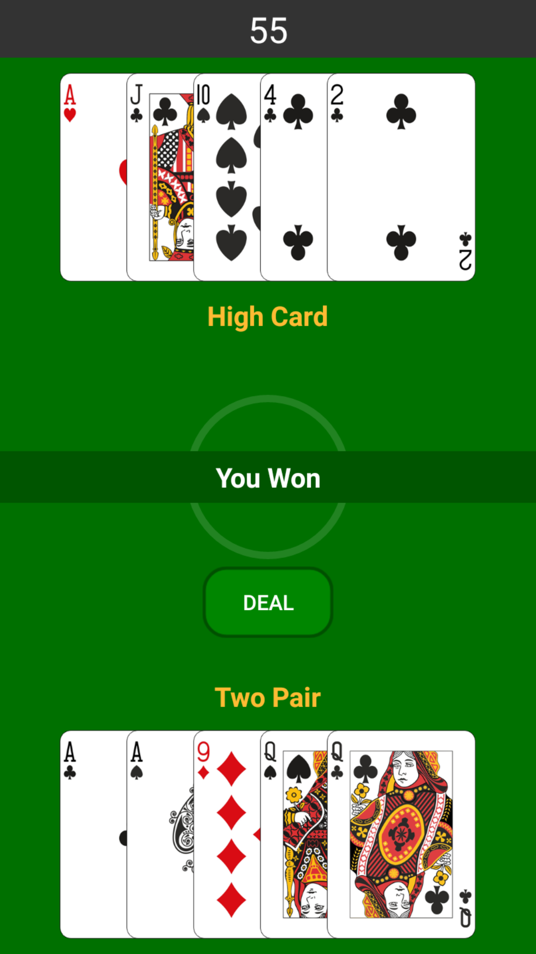Android application Simple Poker screenshort