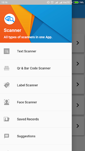 Android application Scanner screenshort