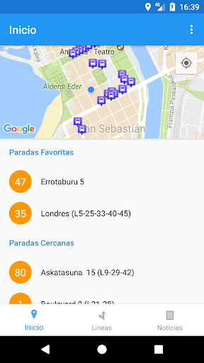 Android application donosti Bus screenshort