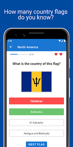Android application Flags Quiz screenshort