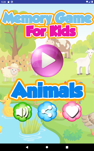 Educational animals memory game for kids