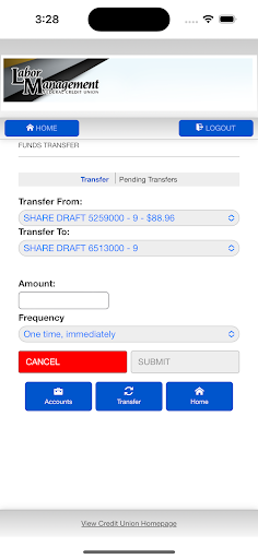 Labor Management FCU Screen 3