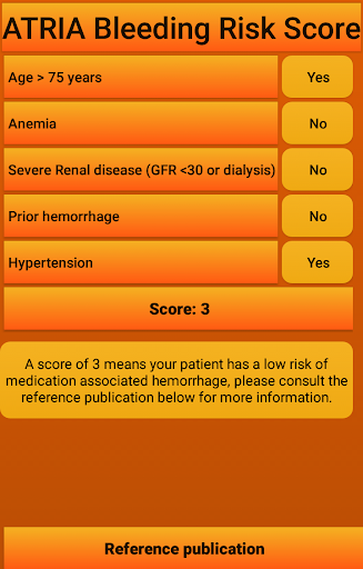 ATRIA Bleeding Risk Score Screen 3
