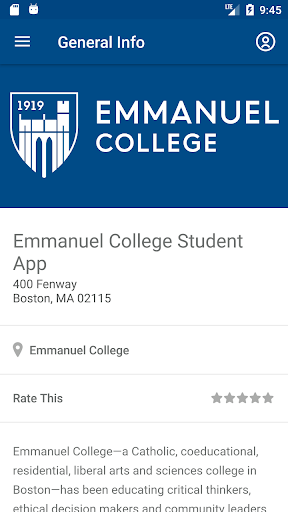 Emmanuel College Student App Screen 2