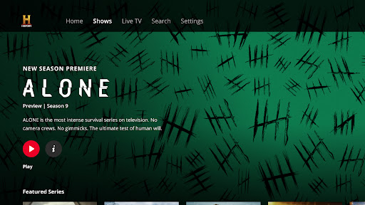 Screenshot of HISTORY: Shows & Documentaries