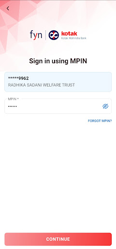Android application Kotak fyn:Business Banking app screenshort