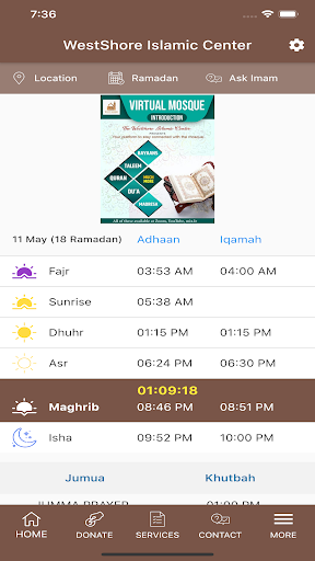 Android application West Shore Islamic Centre screenshort