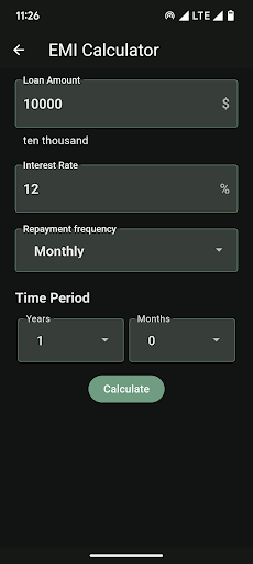 Interest EMI Calculator Screen 3