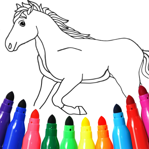 Cavalo pulando com desenhos de menina para colorir - desenhos de cavalos  para colorir - desenhos para colorir para crianças e adultos
