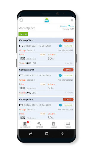 Android application Nui Markets screenshort