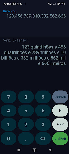 Android application Numero por Extenso(semi) screenshort