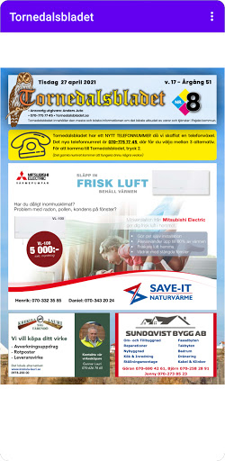 Android application Tornedalsbladet screenshort