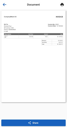 Android application Invoice App screenshort