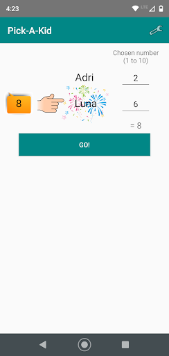 Android application Pick-A-Kid screenshort