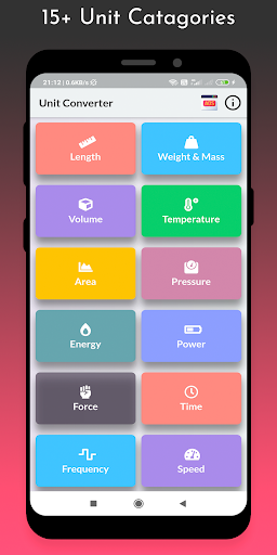 Android application Unit Converter screenshort