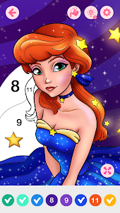 Princess Coloring by Numbers