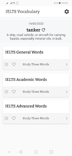 Android application IELTS Vocabulary Learn & Test screenshort