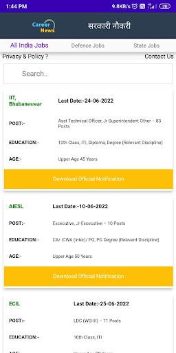 Career News App - Jobs Alerts Screen 2