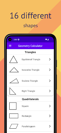 Android application Geometry Calculator screenshort