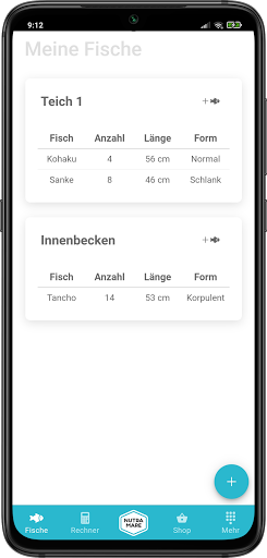 Nutramare - Koi Futterrechner Screen 2