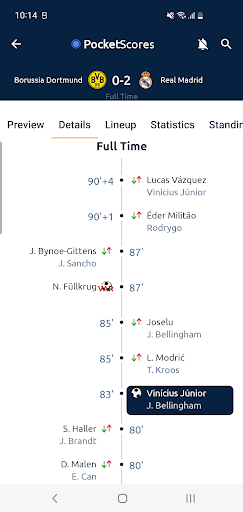 PocketScores - Live Scores Screen 3