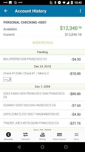 EECU Mobile Banking Screen 2